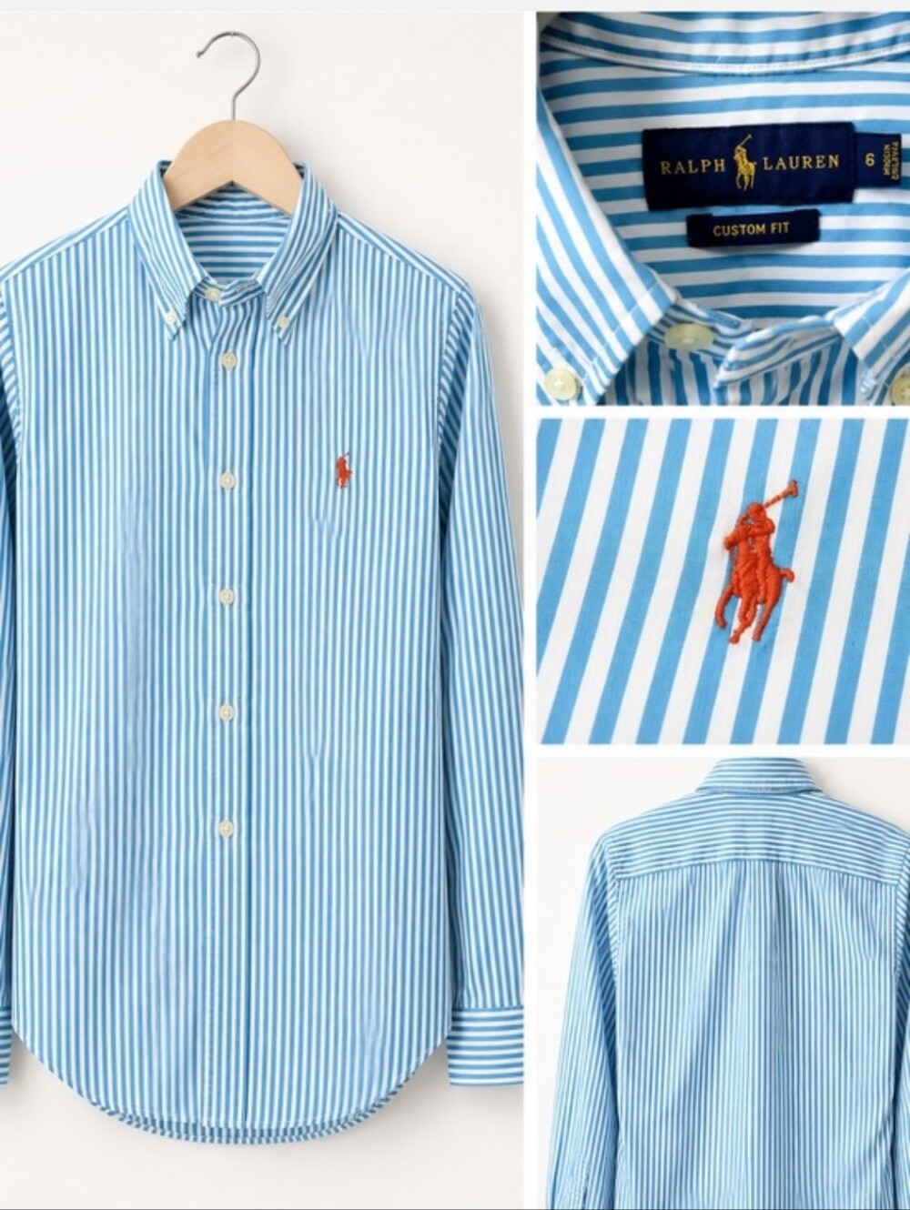 Ralph Lauren Teal Stripe Orange Horse Oxford Size 10